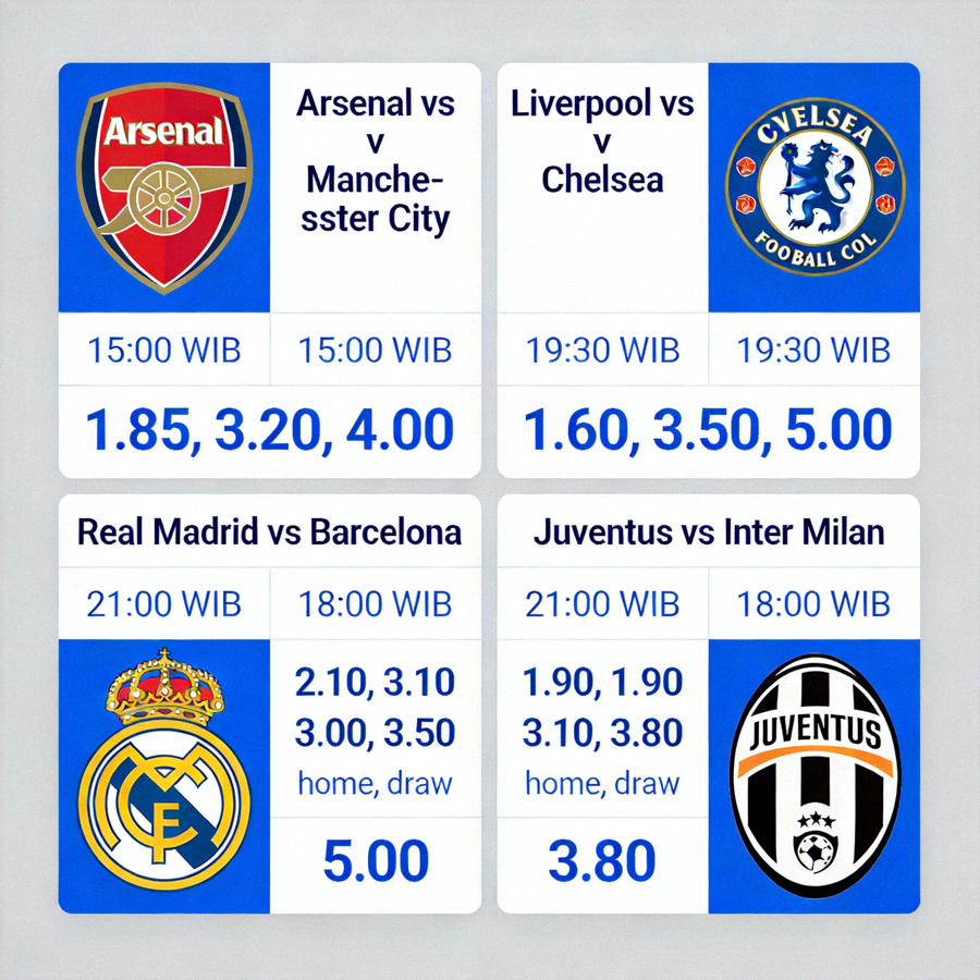 Dashboard taruhan olahraga dengan odds dari berbagai pertandingan sepak bola