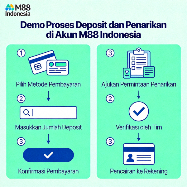 Demo proses deposit dan penarikan di akun M88 Indonesia